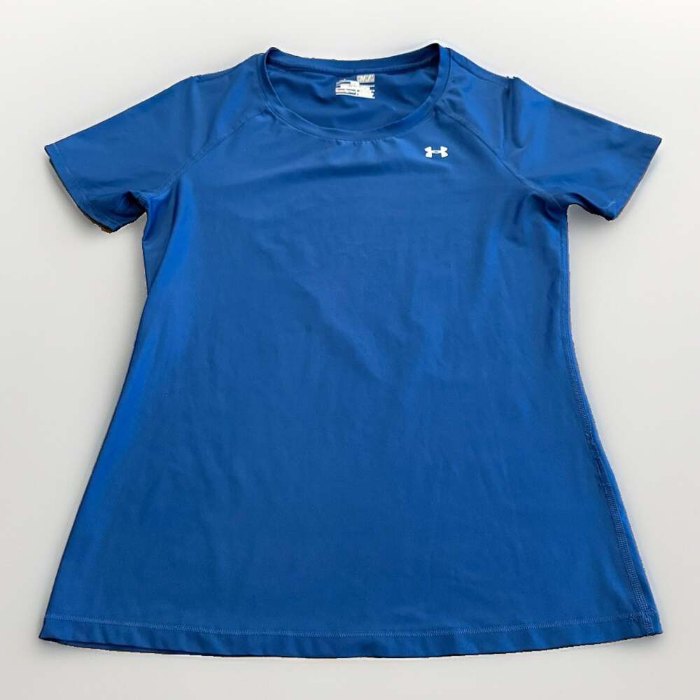 Under Armour Womens Blue Fitted HeatGear Short Sleeve T-Shirt Size M Medium